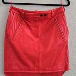 Carven Leather Skirt Red Mini size S